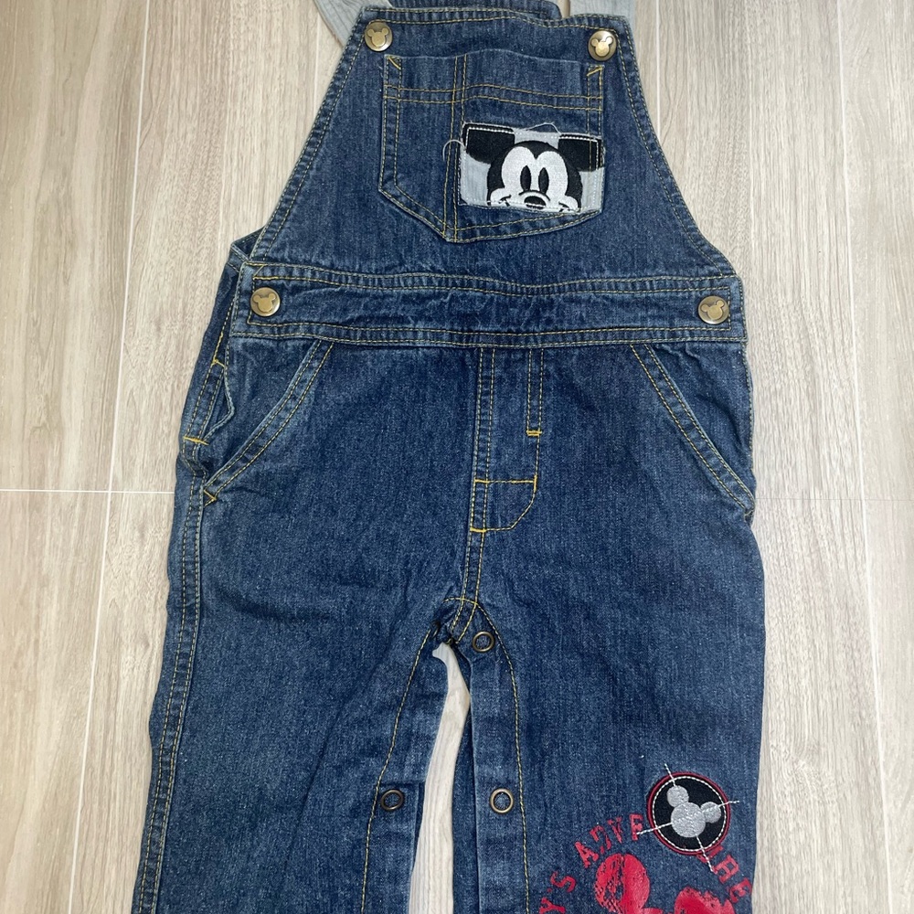 Disney Blue Denim Overalls with Bib Front